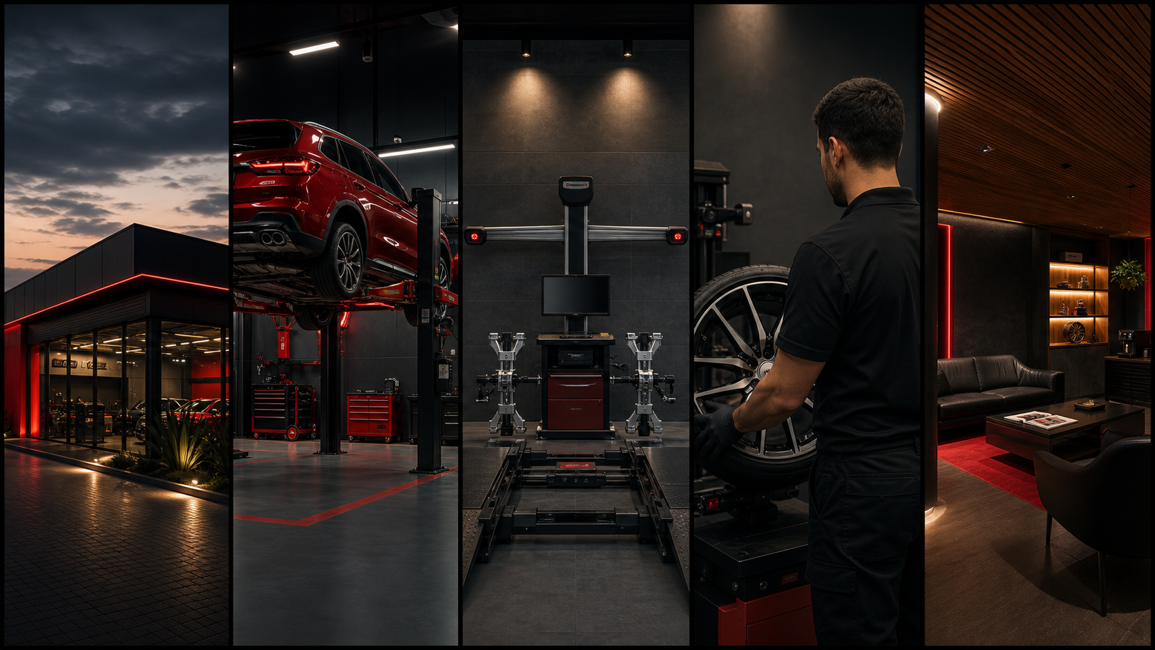 Fachada, oficina, equipamentos de diagnóstico, profissional especializado e sala de atendimento da JR Auto Center